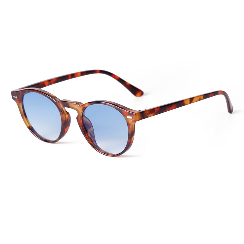 Novidades STORY Moda Gradiente Lente Azul Óculos de Sol Redondos Mulheres Homens Retro Rebite Tartaruga Óculos de Sol UV Lentes De Sol_voghion.com