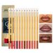 12 Lipliner-Set in gemischten Farben, matt, matter Lippenstift, Nude, wasserfest, lang anhaltender Lippenstift aus Holz_voghion.com