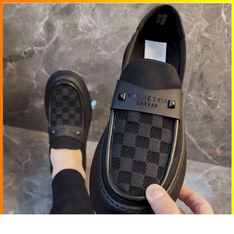 Herrenschuhe Sport neue Freizeit fliegen gewebt dicke Sohle vielseitig einfache faul ein Fuß Brett Herrenschuhe Schachbrett_voghion.com