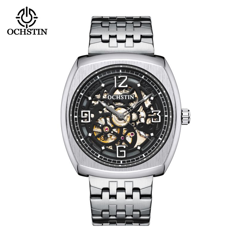 OCHSTIN New 2813 Mechanical Movement Watch Square Hollow Bottom Mechanical Watch Steel Belt Style_voghion.com
