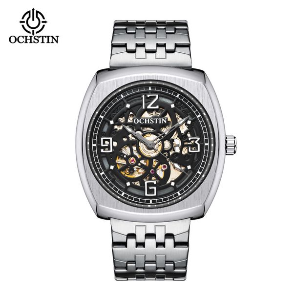 OCHSTIN New 2813 Mechanical Movement Watch Square Hollow Bottom Mechanical Watch Steel Belt Style_voghion.com