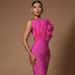 Feather Bandage Dress - Strapless Bodycon Evening Gown For Women, Stretchy Polyester, Sexy Clubwear, XS/S/M/L, Rose Red & Dark Brown_voghion.com