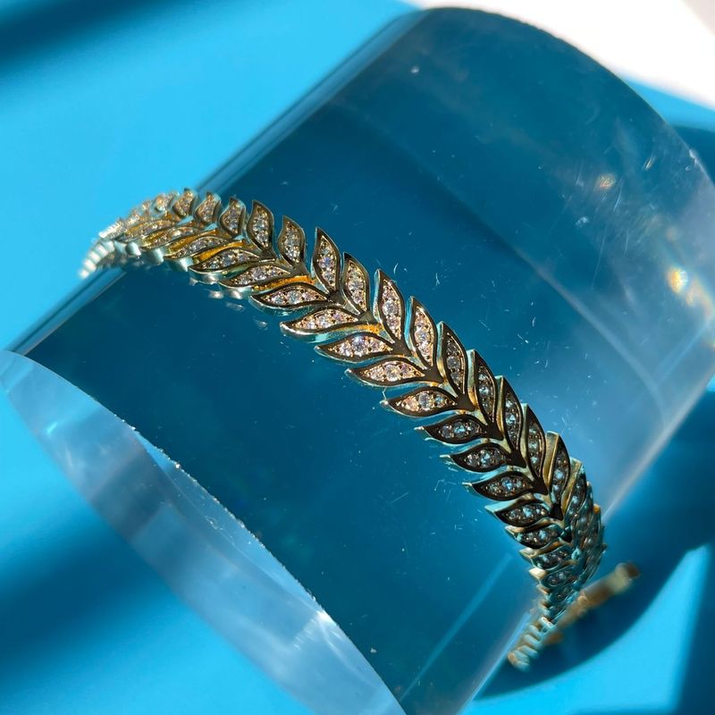 Weizen Spike Unisex Trendy Hip-Hop Persönlichkeit Paar Schmuck Volldiamant Zirkon Herrenarmband_voghion.com