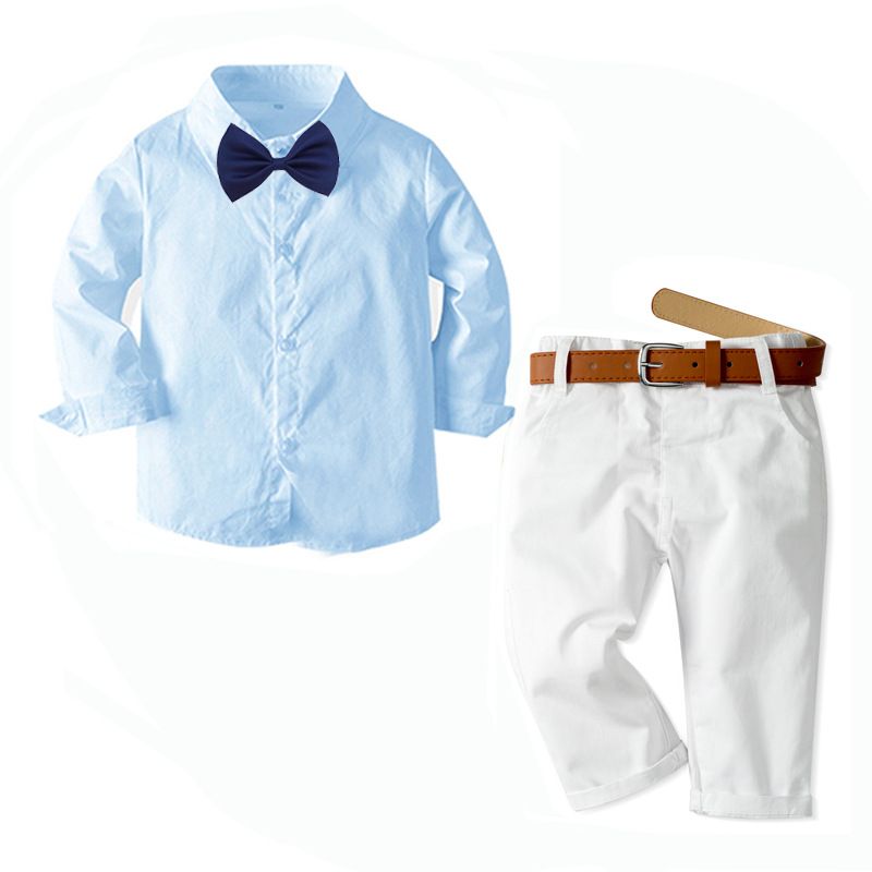 Children's male baby gentleman fashion long-sleeved shirt and trousers suit spring and autumn new children's clothing_voghion.com