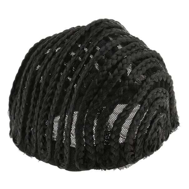 Touca de peruca trançada de cornrow preta com alça ajustável, rede de elastano, cúpula elástica, malha, boné de renda_voghion.com