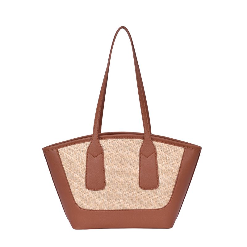 2024 new large straw woven women's bag shoulder tote bag beach vacation commuting cross-border factory spot_voghion.com