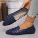 Bean 2025 Spring New 36--43 Large Size Pointed Toe Shallow Mouth Flat Hollow Out Mom Shoes For Women_voghion.com