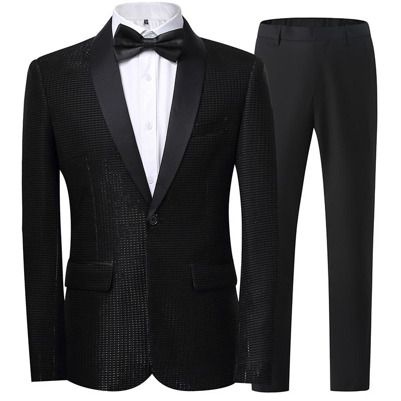Men's Clothing Wedding Dress Business Casual Handsome Plaid Suit_voghion.com