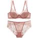 Intimo da donna, set di biancheria intima sexy da donna, reggiseno in pizzo arricciato traspirante e sottile, set di grandi dimensioni_voghion.com