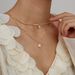 Collana da donna alla moda, in acciaio inossidabile, stile pendolare, con perle e zirconi, a doppio strato, con catena a clavicola._voghion.com
