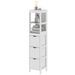 HOMCOM Narrow Bathroom Storage Cabinet, Bathroom Cabinet With 3 Drawers & 2 Open Shelves, Slim Bathroom Floor Cabinet, White_voghion.com