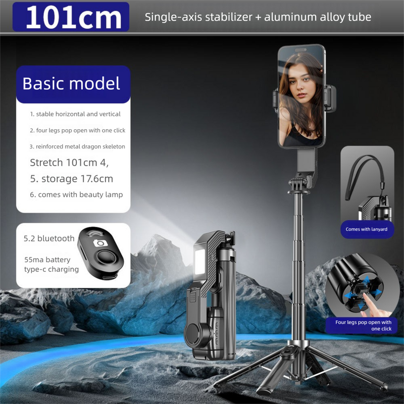 360 Degree Intelligent Anti-Shake Multi-Functional 4-in-1 Selfie Stick 2025 New Handheld Gimbal Stabilizer_voghion.com