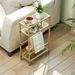 Narrow Side Table, 3-Tier End Table With Tempered Glass Tabletop, Gold Tone_voghion.com