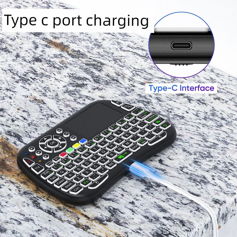 Colorful Backlight 2.4G + Bluetooth 5.2 Wireless Dual-Mode Key Mouse Voice Learning Remote Control Mini Keyboard Set-Top_voghion.com