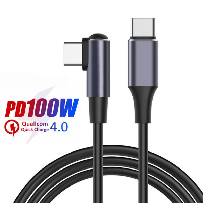 Tip 100W USB C la USB-C 5A unghi drept PD linie de dată de încărcare rapidă potrivită pentru cărți Samsung Xiaomi Huawei -_voghion.com