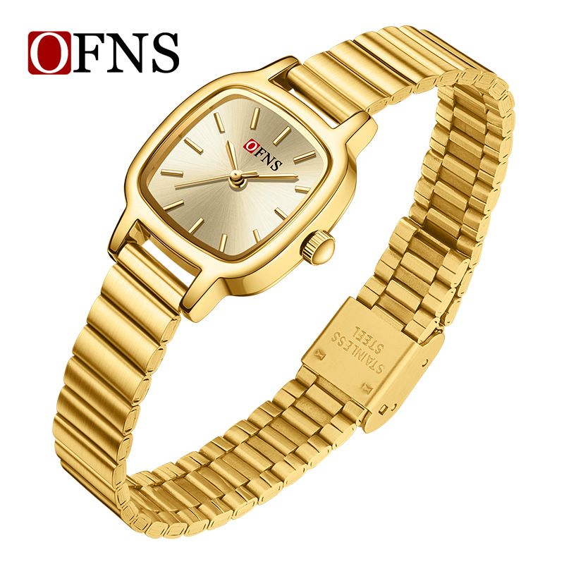 Women's Fashionable Square Dial Quartz Watch - Waterproof, Minimalist Design With Unique Bamboo Link Band, Elegant And Versatile Timepiece_voghion.com