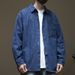 Striped Denim Long Sleeved Shirt, Men's Loose And Fashionable Versatile Shirt Jacket_voghion.com