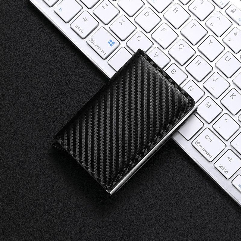 Porta carte Portafogli Rfid Shield Antifurto Spazzola Ultra-sottile Carta di credito Lega di alluminio Borsa per carte Portafoglio multi-carta da uomo in metallo_voghion.com