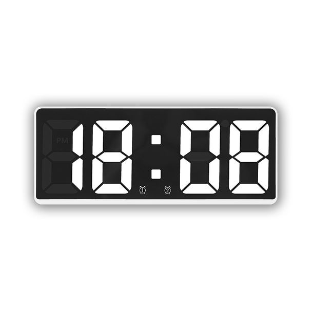 Réveil numérique à commande vocale Température Snooze Mode nuit Horloge de table de bureau 12/24H Fonction anti-dérangement Horloges LED Montre_voghion.com