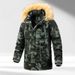 Manteau d'hiver à capuche camouflage pour homme - Parka longue, épaisse et ajustée, doublée polaire, pour l'extérieur et les loisirs_voghion.com