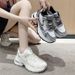 Mesh Color Block Breathable Dad 2025 Summer New Campus Vatile Casual Women's Shoes Thick Sole Height Increasing_voghion.com