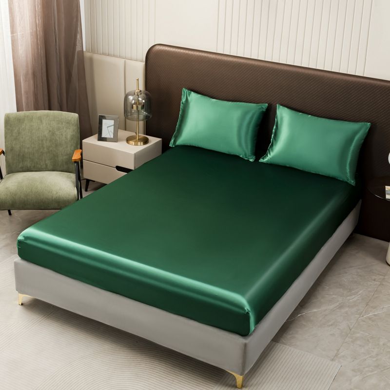 Luxury Satin Fitted Sheet Set With Pillowcases – Silky Soft, Wrinkle-Resistant, Full/Queen/King Size (Multiple Colors)_voghion.com