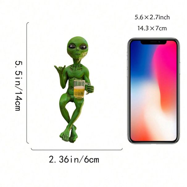 Alien-UFO-Statue aus Kunstharz – Gartendekoration für drinnen und draußen, kleines Sci-Fi-Dekor für Zuhause_voghion.com