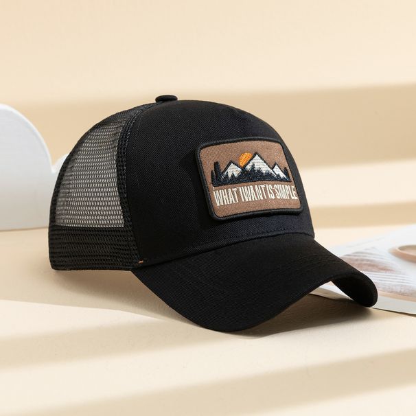 1 pezzo di berretto da baseball casual traspirante e regolabile con parasole in rete neutra con toppe alla moda, adatto per_voghion.com