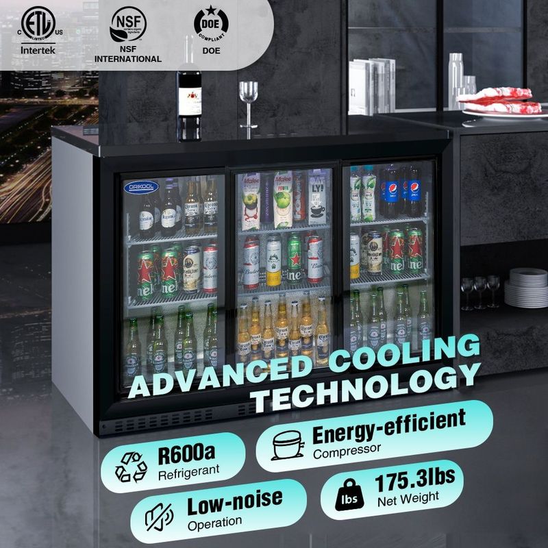 ORIKOOL 53 Inch Beverage Refrigerators 3 Glass Door Back Bar, 480 Cans Cooler, Commercial Beer Wine And Drink Fridge, 11.3 Cu.Ft_voghion.com