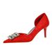 6168-AK58 Banquet Women's High Heel Hand Scratch Pattern Wrinkled Fabric Shallow Mouth Pointed Toe Side Hollow_voghion.com