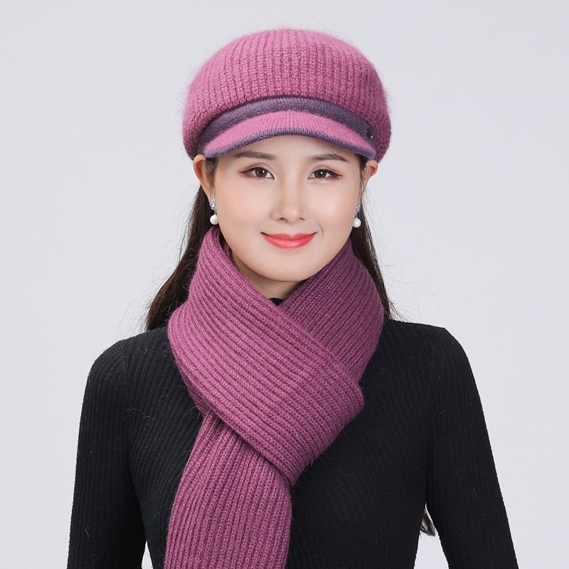 Autumn and winter new middle-aged and elderly women's peaked cap cold-proof warm knitted wool cap outdoor leisure mother hat_voghion.com