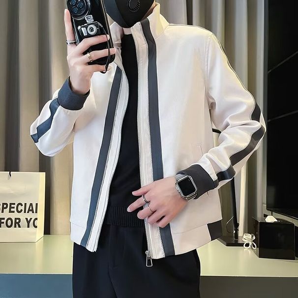 Yeni İlkbahar ve Sonbahar Günlük Ceket, Erkek Trend Marka Yakışıklı Üst, Rascal Yakışıklı, Renk Bloklu, Zayıflama, Sokak Patlaması Ceket_voghion.com