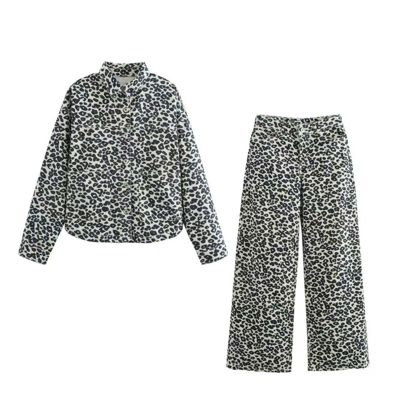 Damenbekleidung Herbst 2024, neues Set aus bedruckter Jeansjacke und Hose_voghion.com