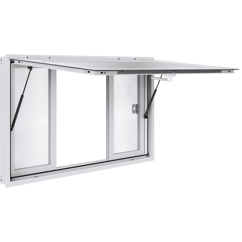 VEVOR Concession Window 53"x33", Aluminum Alloy Food Truck Service Window With 4 Horizontal Sliding Windows & Awning Door & Drag Hook, Up To 85 Degrees Serving Window For Food Truck Concession Trailer_voghion.com