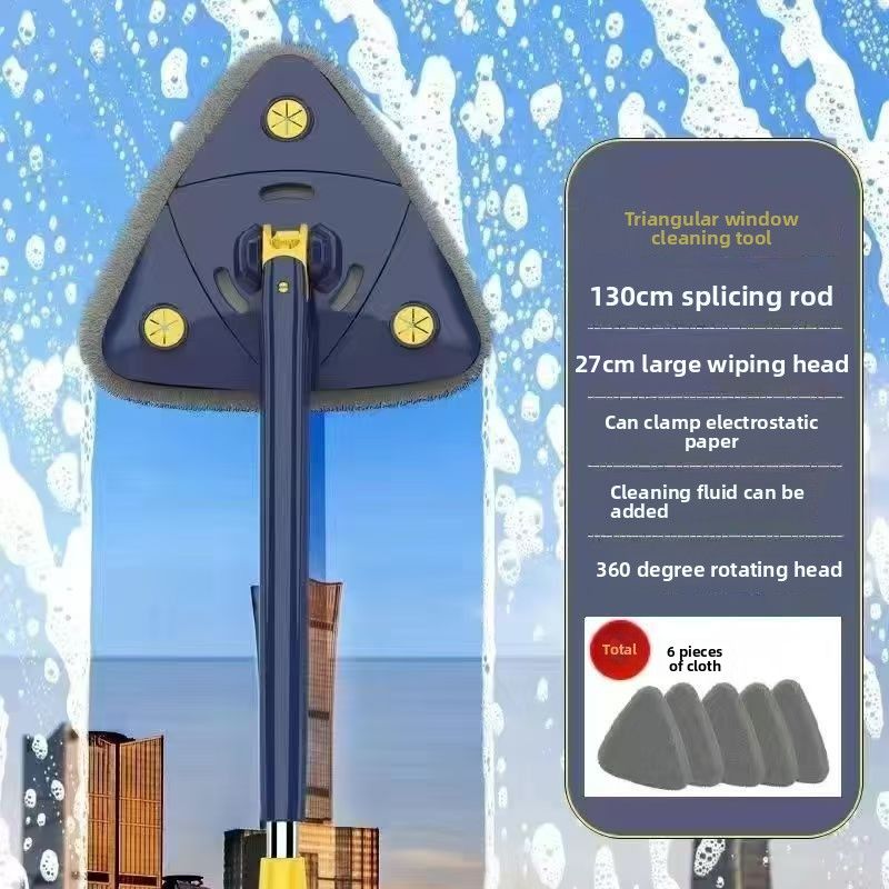 Triangular Automatic Water-Squeezing Lazy Household Mop 360 Wall Ceiling Tile Cleaning Multi-Functional Magic Tool_voghion.com