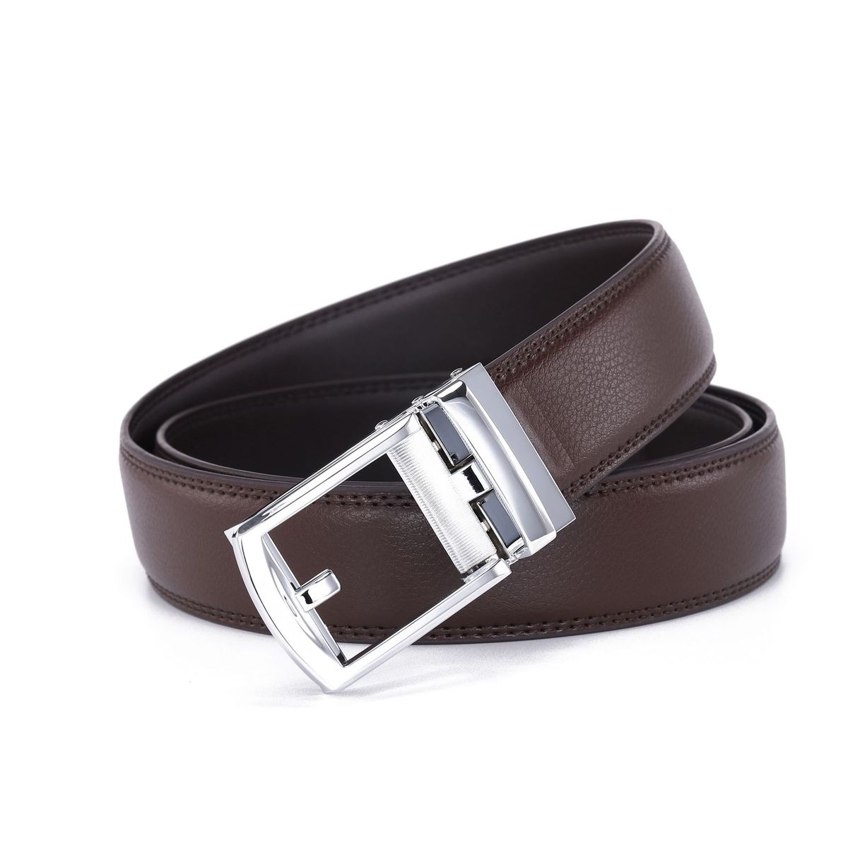 Men's Premium Two-Layer Cowhide Leather Belt - Zinc Alloy Automatic Buckle For Casual Wear_voghion.com