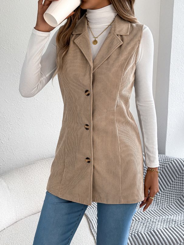 2025 Autumn Winter Casual Single-Breasted Corduroy Vest Jacket Women's Fashion_voghion.com