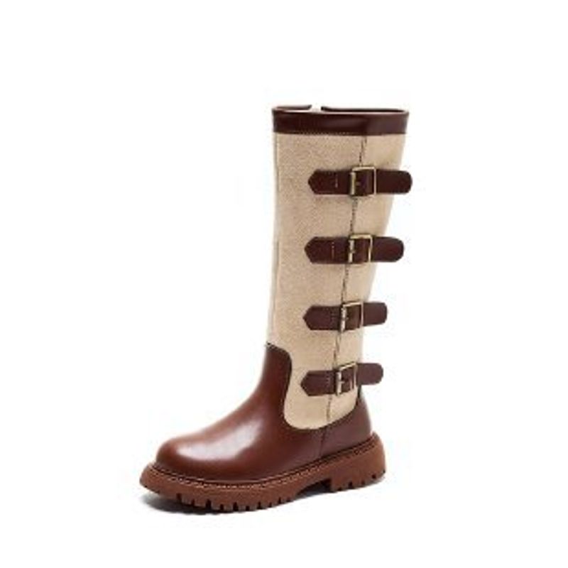 Kids Shoes Children's brown thick soled long boots for women in autumn 2023 new western cowboy boots slim and thin long boots_voghion.com