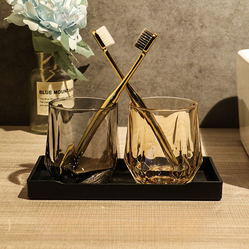 Gobelet à brosse à dents en verre ACZT Nordic - Verre à bain de bouche minimaliste pour la maison et l'hôtel, ensemble pour couple_voghion.com