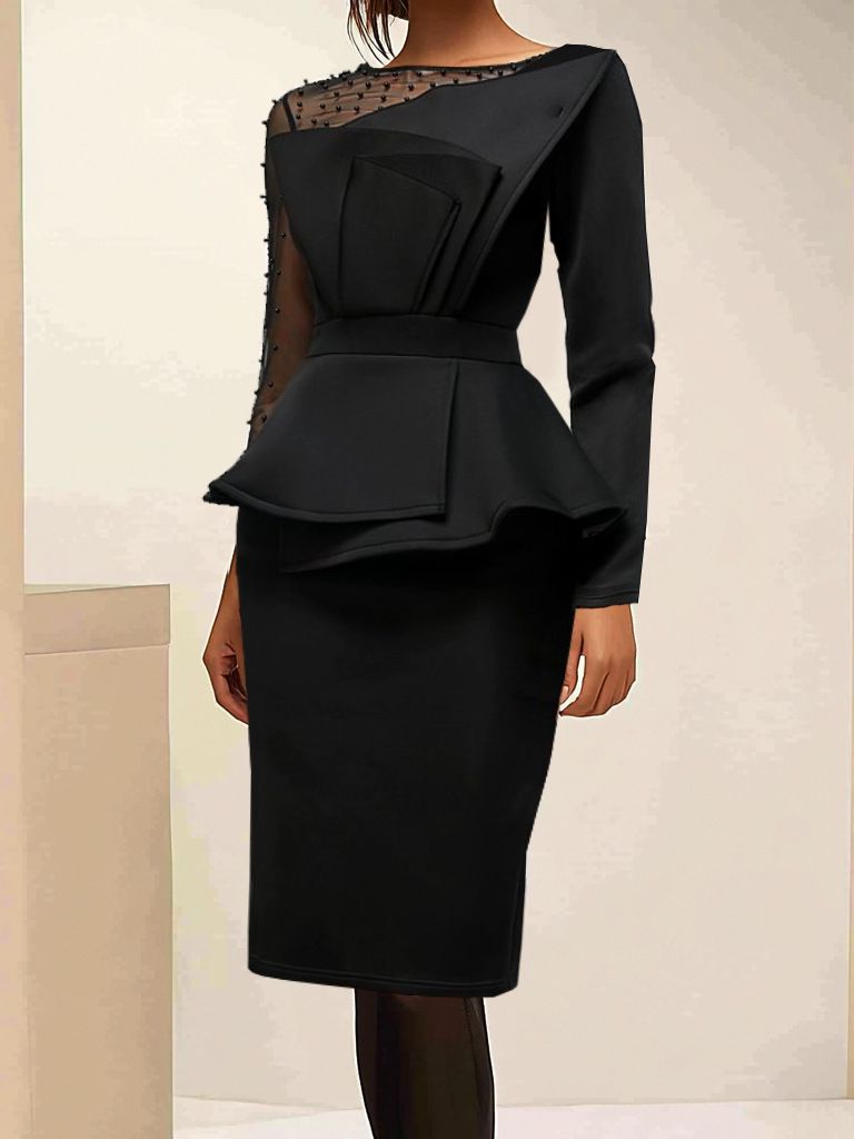 Damenbekleidung Mesh Perlen Abendkleid Kleid Neu_voghion.com