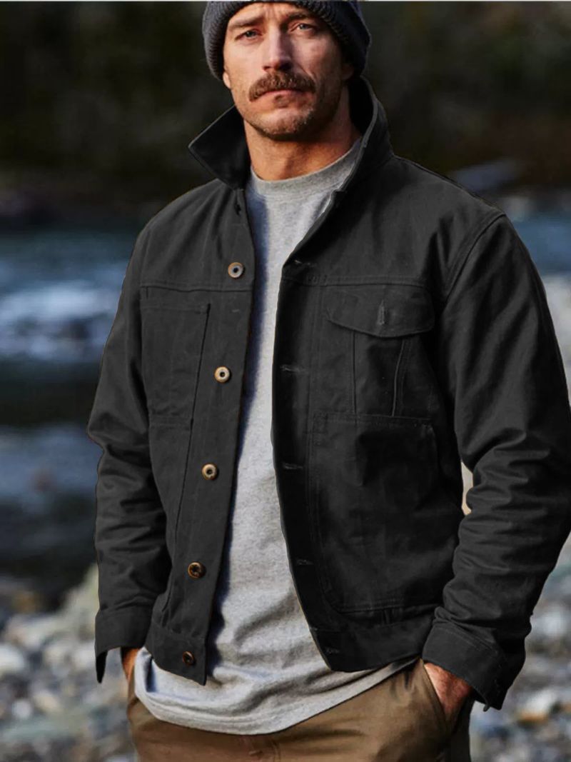 ​​Men's Vintage Button-Up Jacket – Multi-Pocket Retro Coat | Classic Cardigan Style For Spring & Fall​​_voghion.com