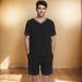 Summer Set Short Sleeve Shorts Two-Piece Color-Block Sports Casual Men's Wear_voghion.com
