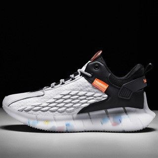 New men's shoes spring and autumn breathable flying woven shoes Fashion sports shoes mesh casual fish scale large size running shoes_voghion.com
