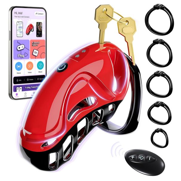 Bestseller APP-Fernbedienung Keuschheitskäfig für Männer, Größe 5/3, Ringe, leichte ABS-Bondage-Ausrüstung, Sexspielzeug für Erwachsene, BDSM für Männer_voghion.com