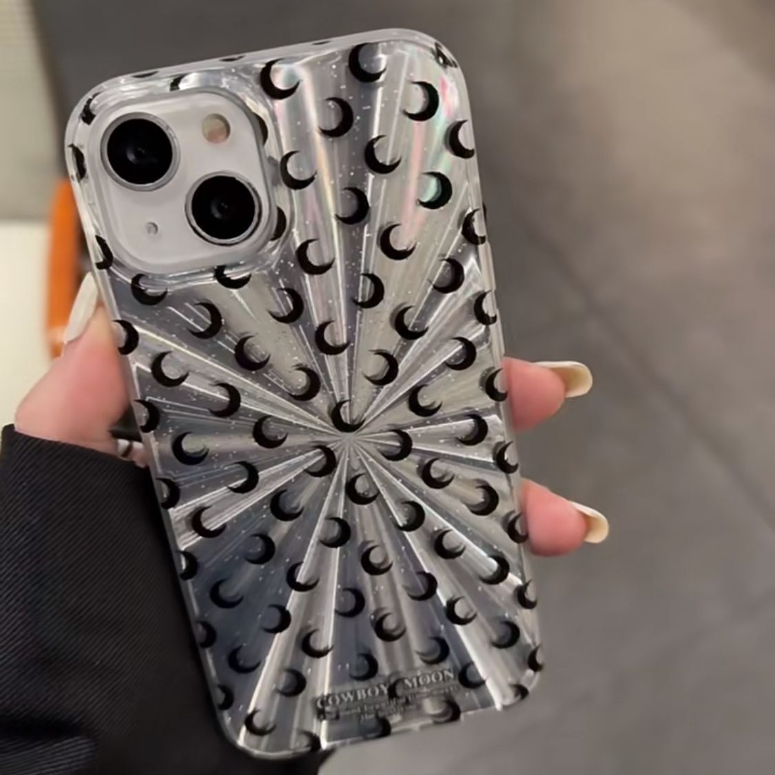 Custodia Ins High-End Aurora Black Crescent per telefono 15/14 Pro 13/12 con bordo dritto 11/XR morbida 7 8P/XS_voghion.com