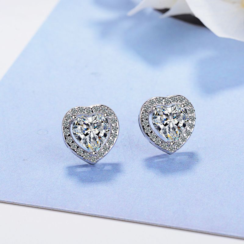 Mode Diamant Herzförmige Zirkon Ohrringe Ohrringe Temperament Ohrringe_voghion.com