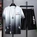Men's Clothing casual sports suit 2024 summer new style handsome matching shorts Korean version large size loose ice silk short sleeves_voghion.com