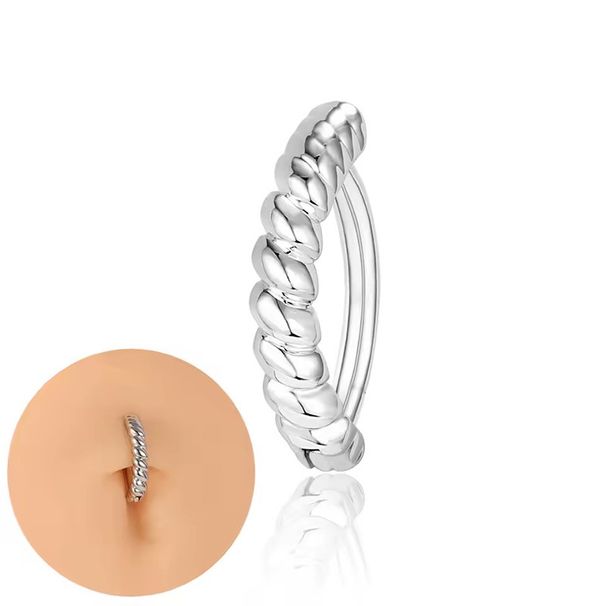 Piercing all'ombelico con anello in zircone intarsiato con fiore personalizzato europeo e americano in acciaio inossidabile liscio_voghion.com