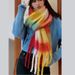Rainbow Plaid Scarf For Women - Winter Warm Thickened Klein Blue & Colorful Braided Scarf (Trendy Cute Style, Insulated For Cold Weather)_voghion.com