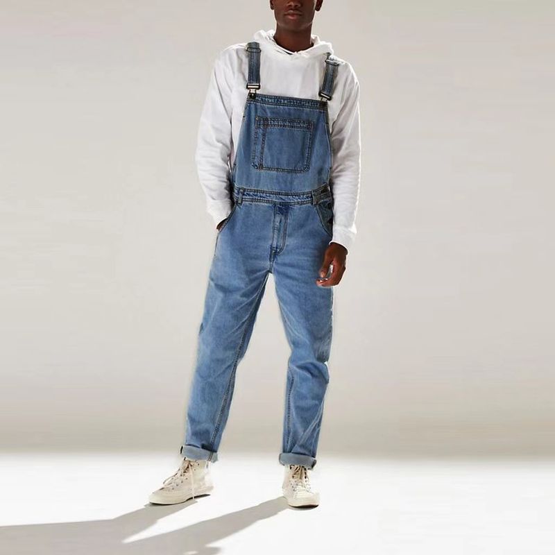 New Summer Street Trendy Strap Pants High Waist Men's Jeans_voghion.com